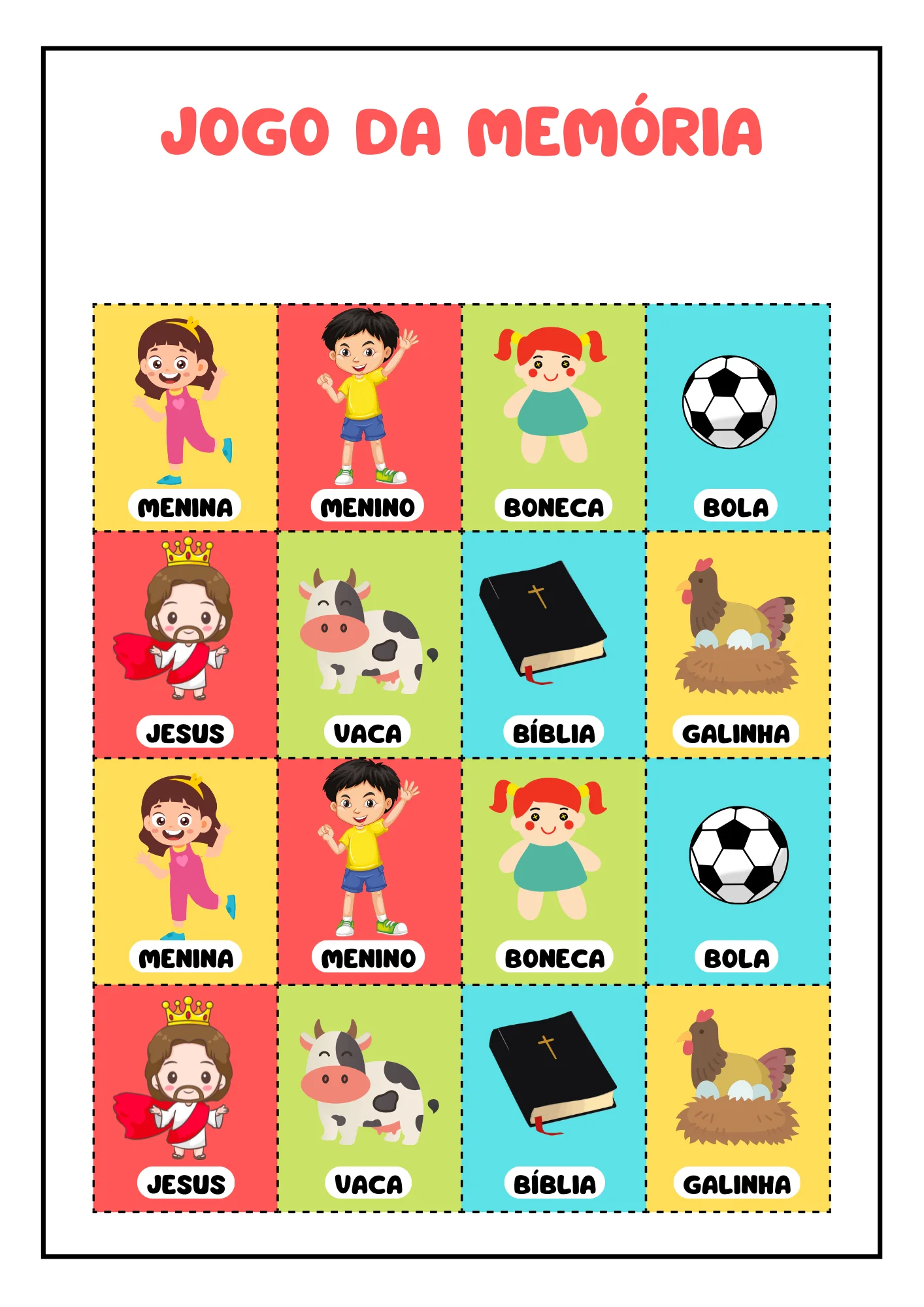 Jogo da memória bíblico infantil